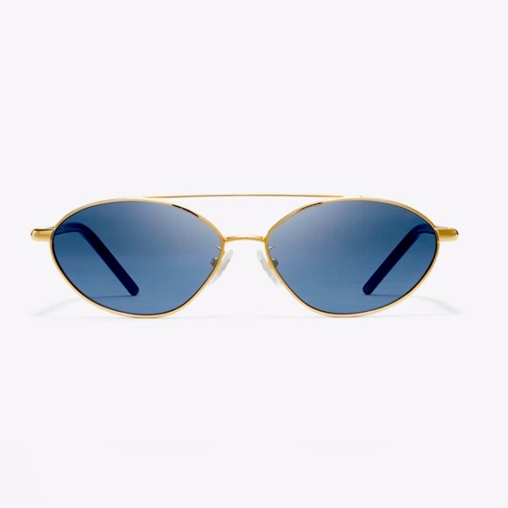 TORY BURCH Eleanor Oval Sunglasses in Blue and Gold